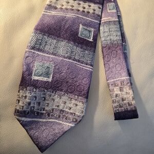 Pierre Cardin Geometric Purple and Gray Men's Silk Necktie 58.5" Tie